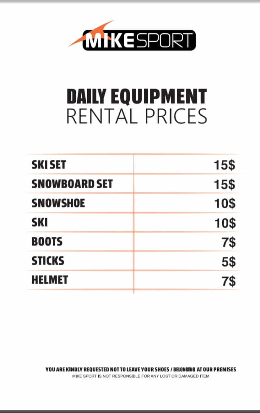Mike Sport Shop Daily Rental Prices